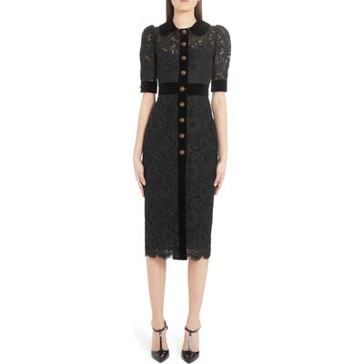 Dolce & gabbana Velvet Trim Lace Dress