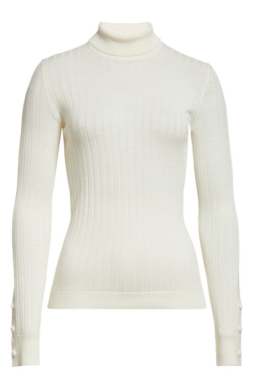 Moncler Rib Virgin Wool & Cashmere Turtleneck Sweater In Silk White