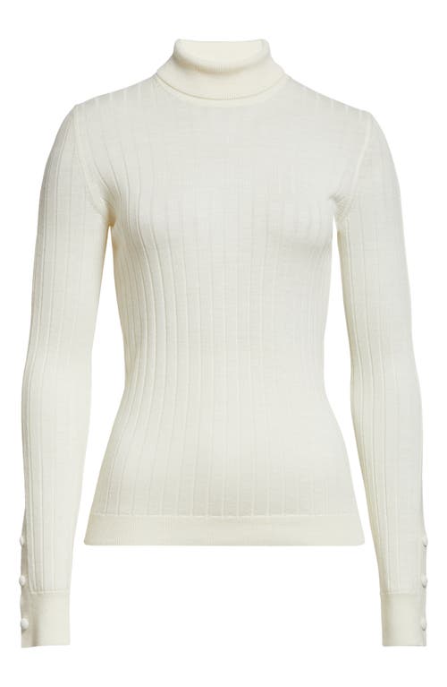 Shop Moncler Rib Virgin Wool & Cashmere Turtleneck Sweater In Silk White