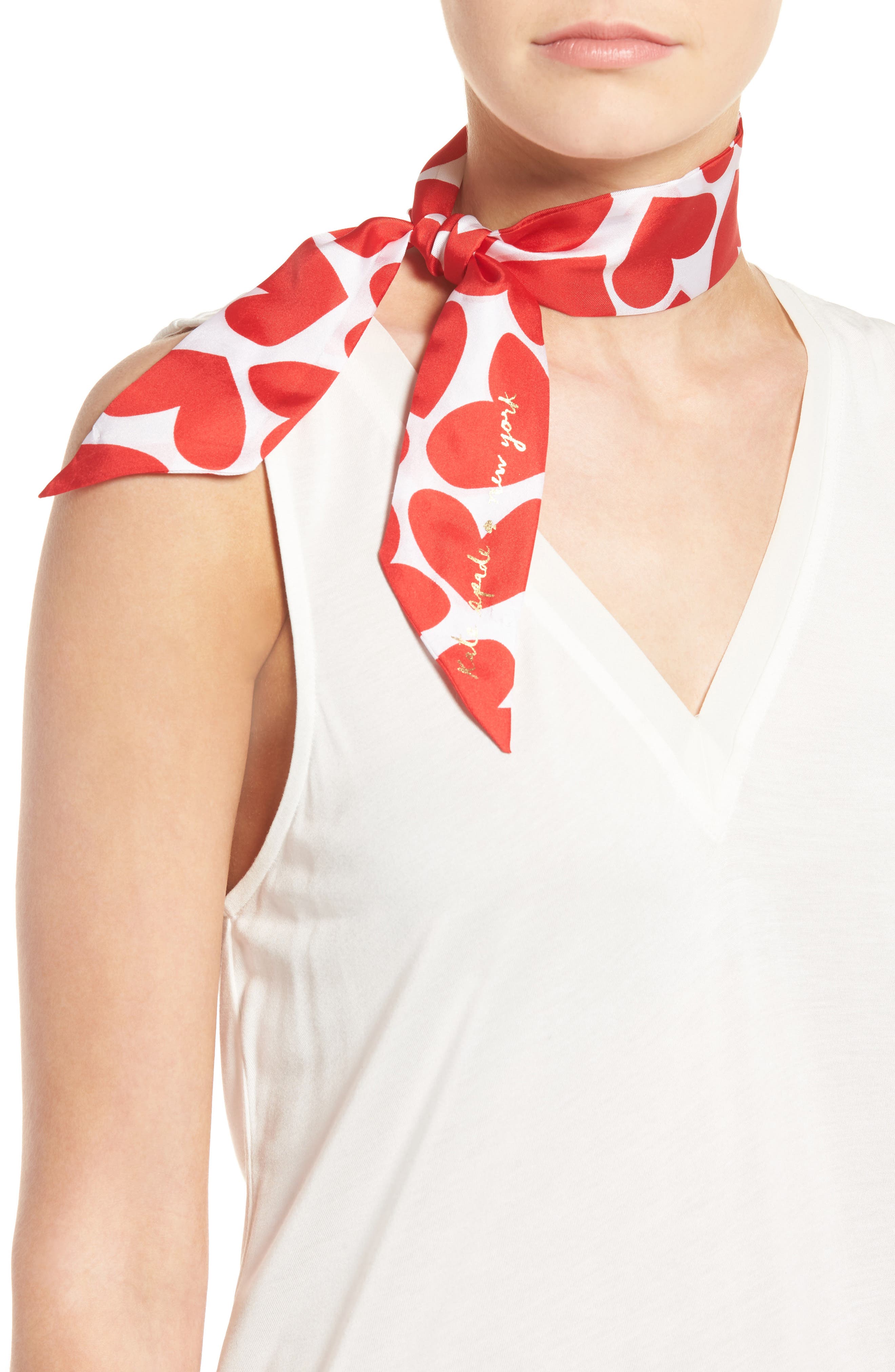 kate spade new york heart to heart skinny silk scarf Nordstrom