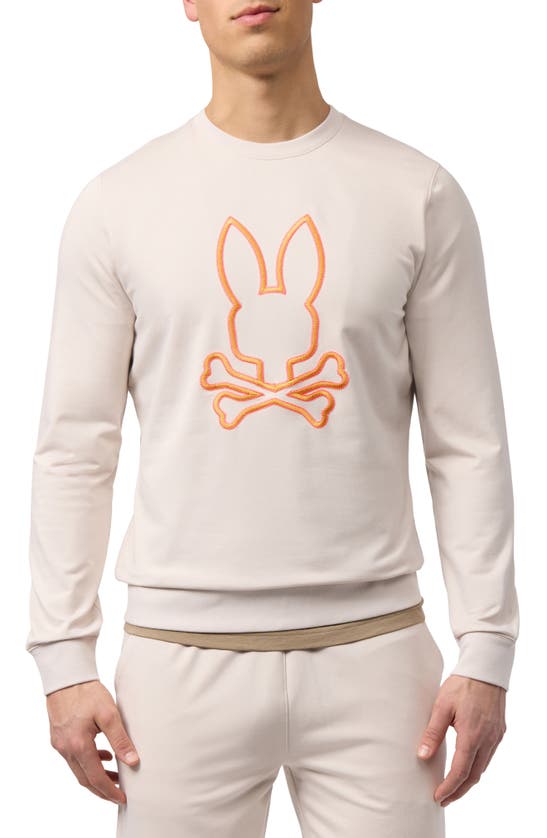 Shop Psycho Bunny Floyd Embroidered Crewneck Sweatshirt In Natural Linen