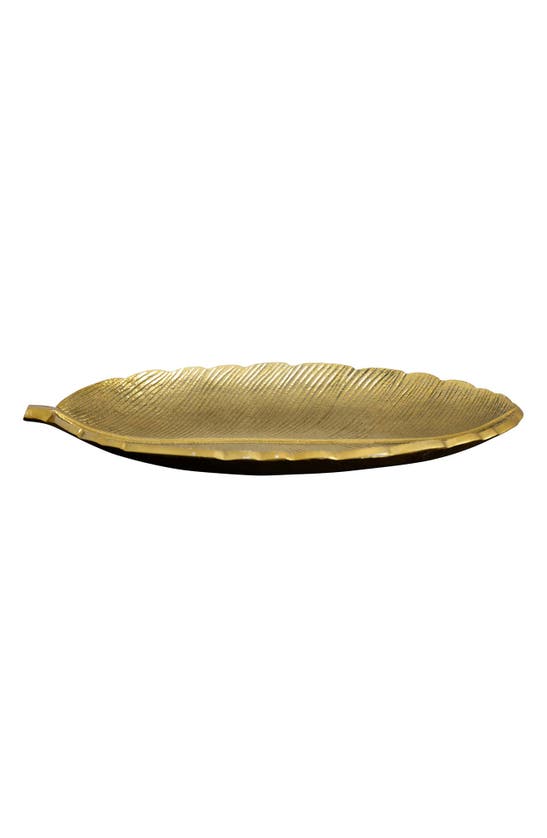 Shop Nearly Natural Leaf Dish Decor In Gold