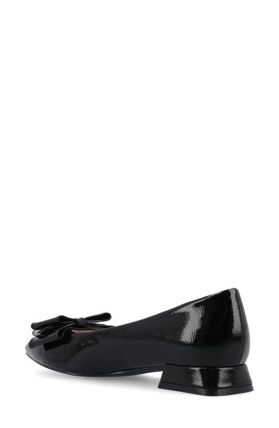 Journee Collection Ophelia Bow Pointed Toe Flat In Patent/ Black