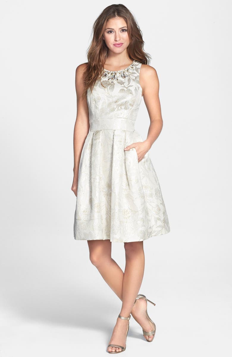 Eliza J Embellished Brocade Fit & Flare Dress (Regular & Petite ...