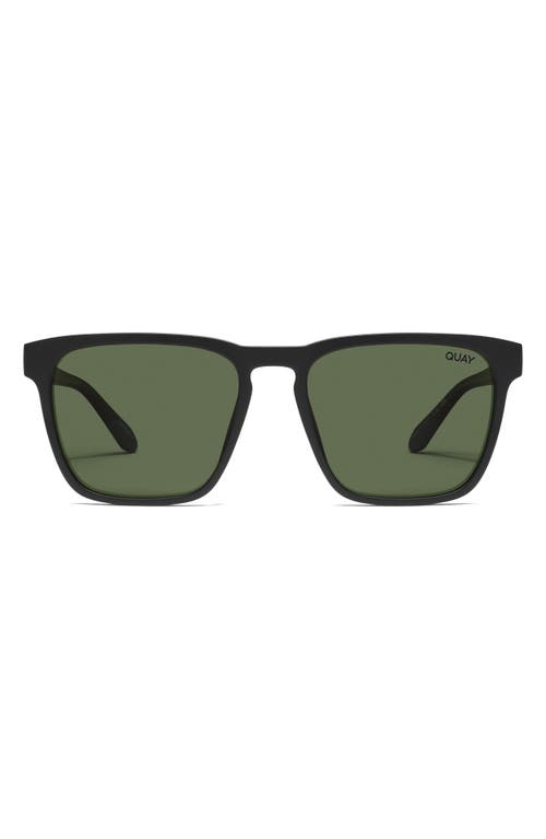 Unplugged 45mm Polarized Square Sunglasses in Matte Black /Green Polarized