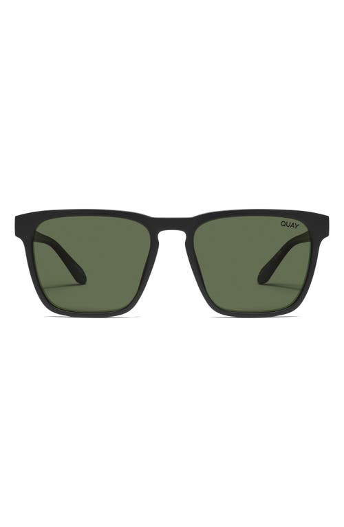 Shop Quay Unplugged 45mm Polarized Square Sunglasses In Matte Black/green Polarized