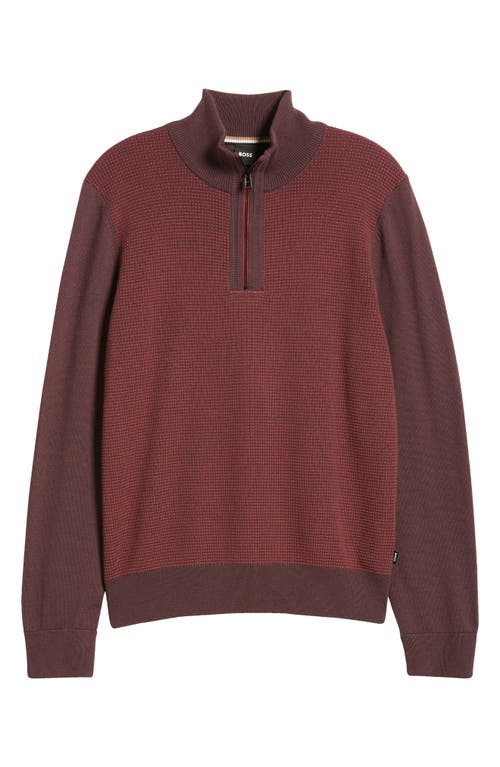 Shop Hugo Boss Boss Dambino Half Zip Virgin Wool Pullover In Open Red