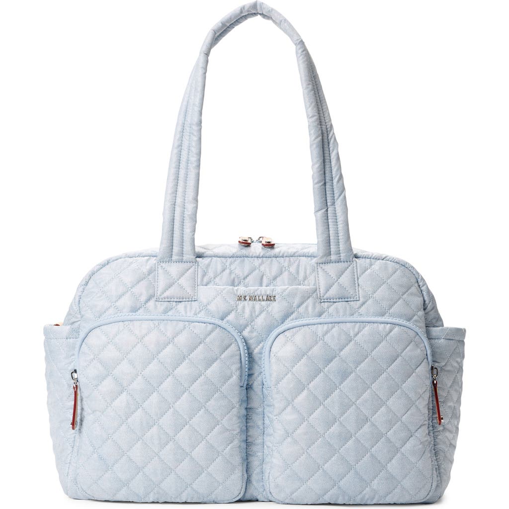Mz Wallace Nik Quilted Duffle Bag In Chambray