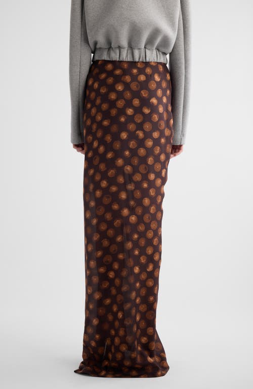 Shop Dries Van Noten Sinas Print Ruffle Silk Maxi Skirt In Brown