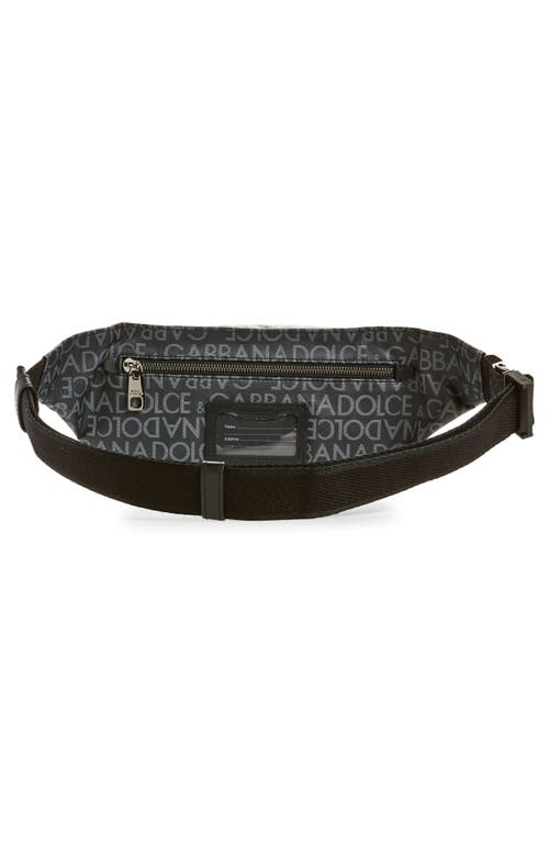 Shop Dolce & Gabbana Dolce&gabbana Logo Print Canvas Belt Bag In Black/grey