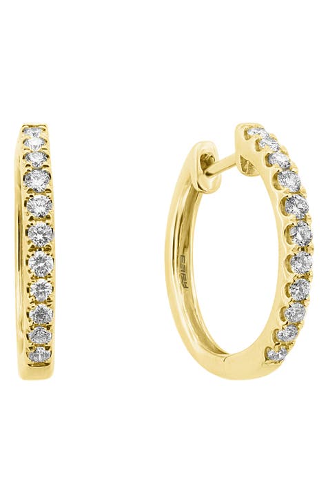 14K Yellow Gold Diamond Hoop Earrings - 0.51 ctw