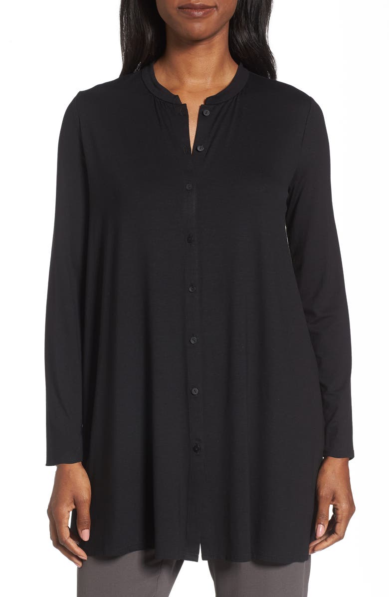 Eileen Fisher Button Front Jersey Tunic | Nordstrom