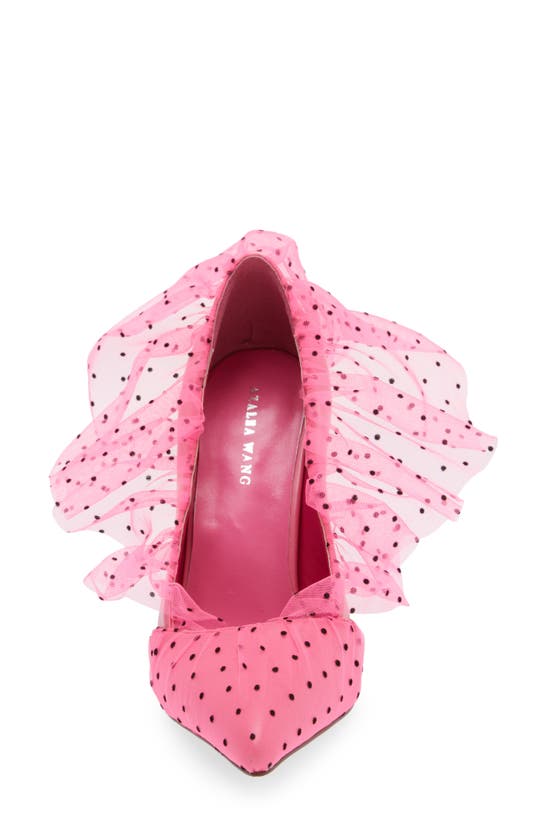 Azalea Wang Discreet Pink Polka Dot Tulle Pump In Pink