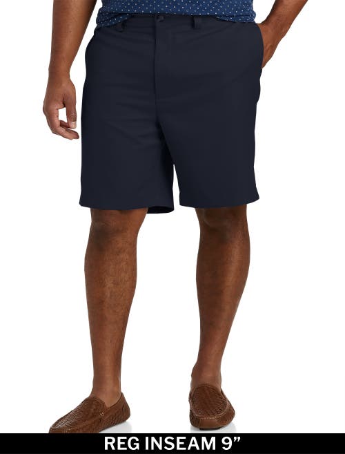 Oak Hill By Dxl Waist-relaxer Microfiber Shorts In Navy