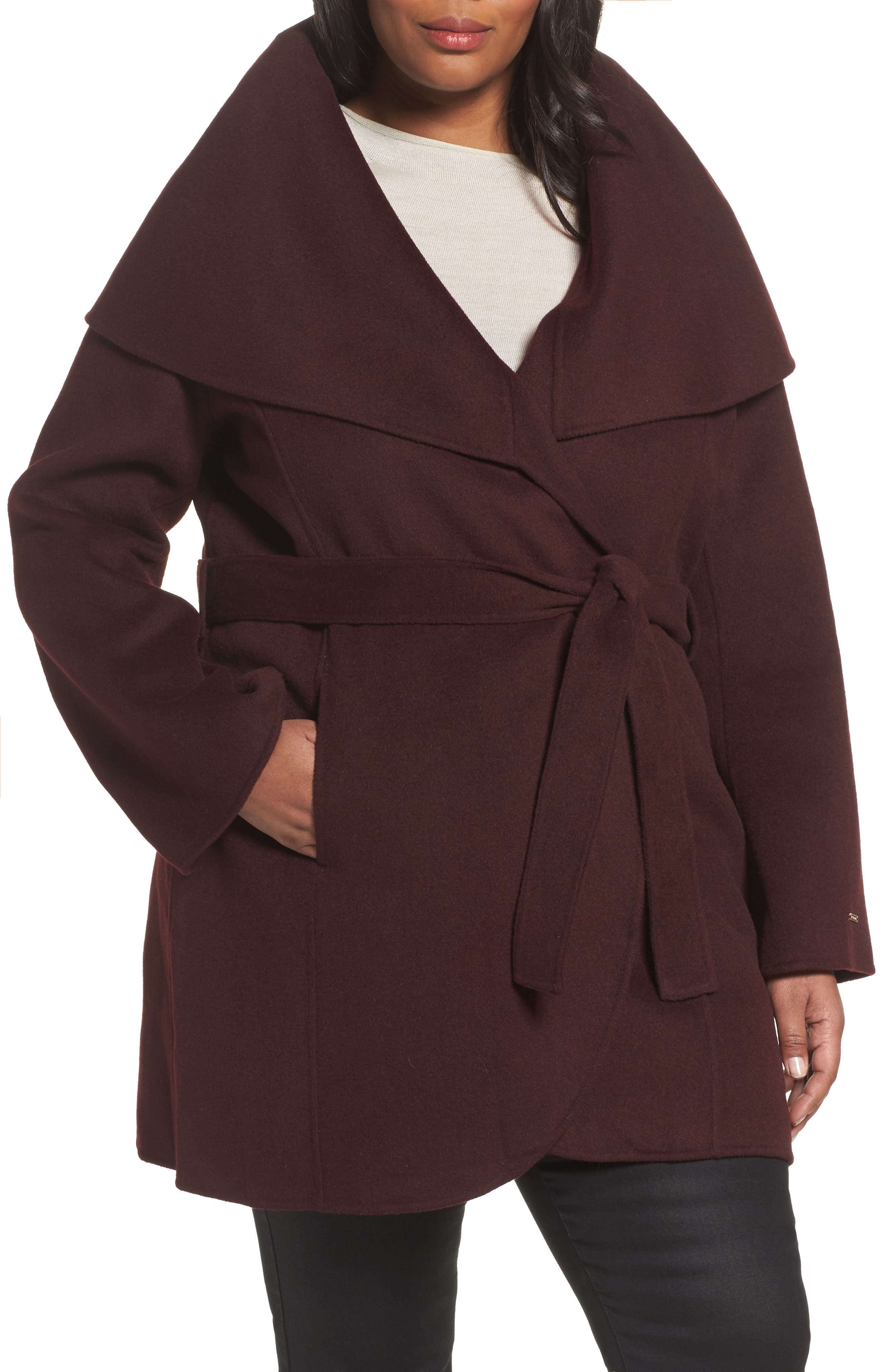 tahari wool wrap coat