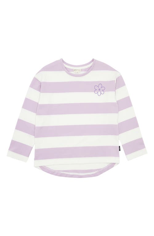 Feather 4 Arrow Kora Stripe Long Sleeve Cotton T-Shirt in Lilac