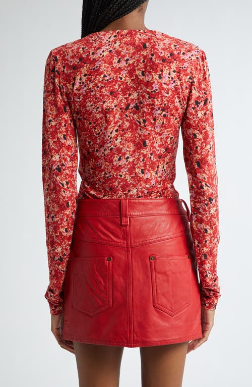 Shop Isabel Marant Jenifer Ruched Knit Top In Red