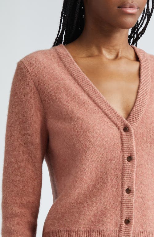 Shop Vince Boiled Cashmere Cardigan In Heather Vintage Rose