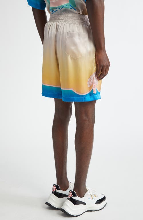 Shop Casablanca L'arc Coloré Silk Drawstring Shorts In L'arc Colore