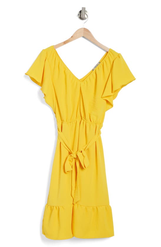 Good Luck Gem Airflow Stretch Drape A-line Dress In Yellow