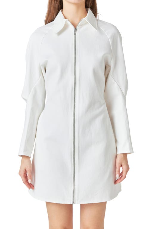 Grey Lab Long Sleeve Zip Minidress In White