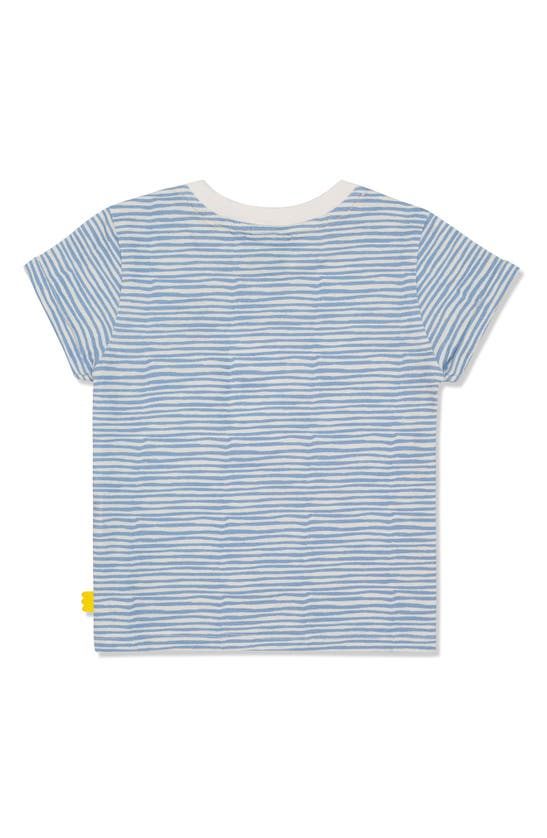 Shop Mon Coeur Kids' Stripe Cotton T-shirt In Natural/ Della Blue