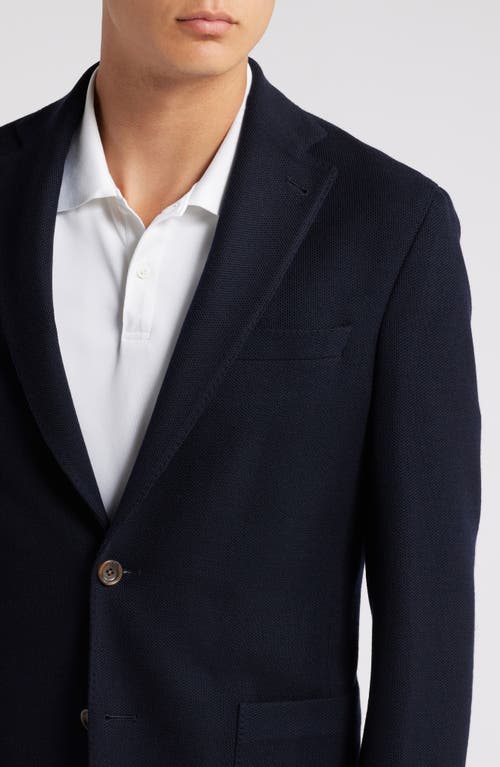 Shop Jack Victor Queens Solid Navy Wool & Cotton Knit Sport Coat