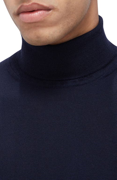 Shop Bugatchi Sawyer Merino Wool Turtleneck Sweater In Navy