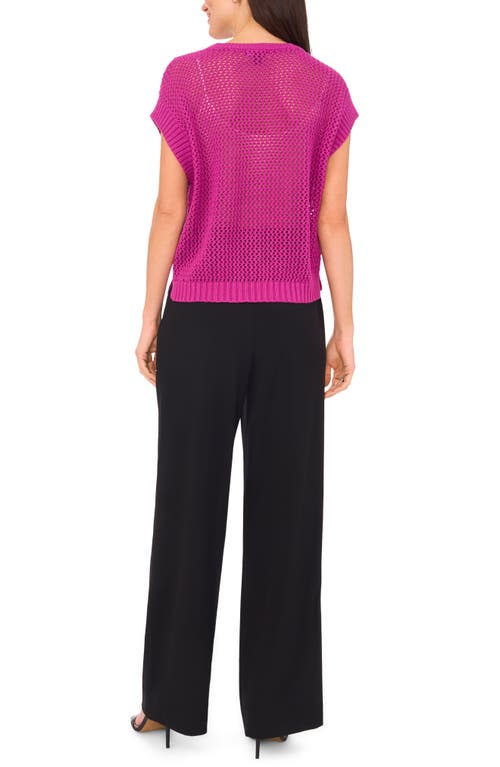 Shop Halogenr Halogen(r) Open Stitch Cotton Crop Sweater Vest In Vivid Plum Purple