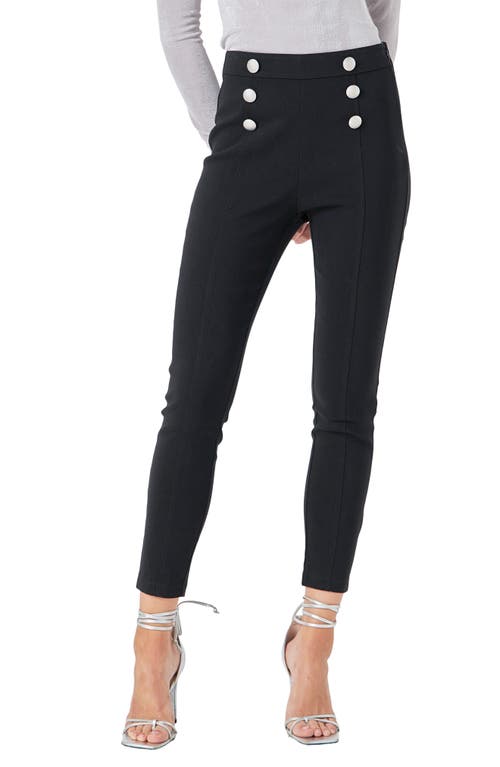 Shop Endless Rose Sailor Button Skinny Pants In Black