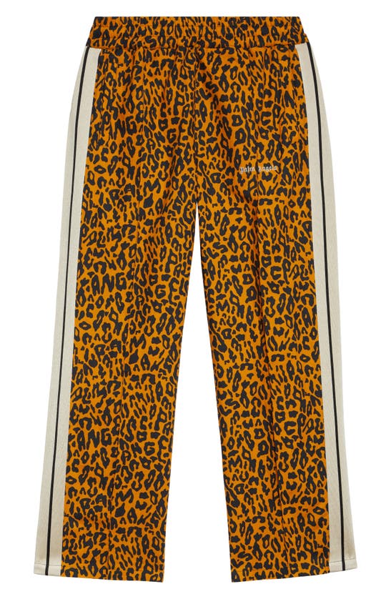 Palm Angels Cheetah Print Linen & Cotton Track Trousers In Orange