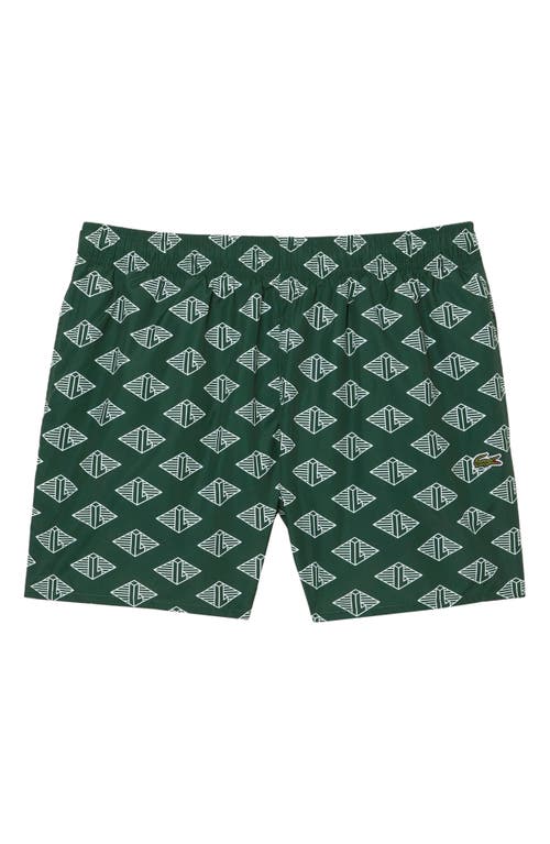 Shop Lacoste Uni Swim Trunks In Yrr Green/flour