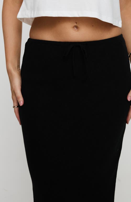 Shop Princess Polly Mercer Linen Blend Drawstring Maxi Skirt In Black