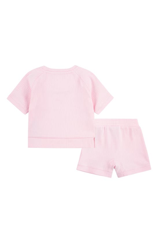 Shop Nike Ready Set Rib T-shirt & Shorts Set In Pink Foam