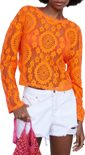 Mango Openwork Long Sleeve Top