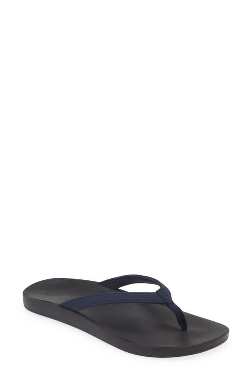 Olukai Puawe Flip Flop In Deepest Depths/black