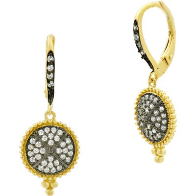 Freida Rothman Pave Disc Drop Earrings
