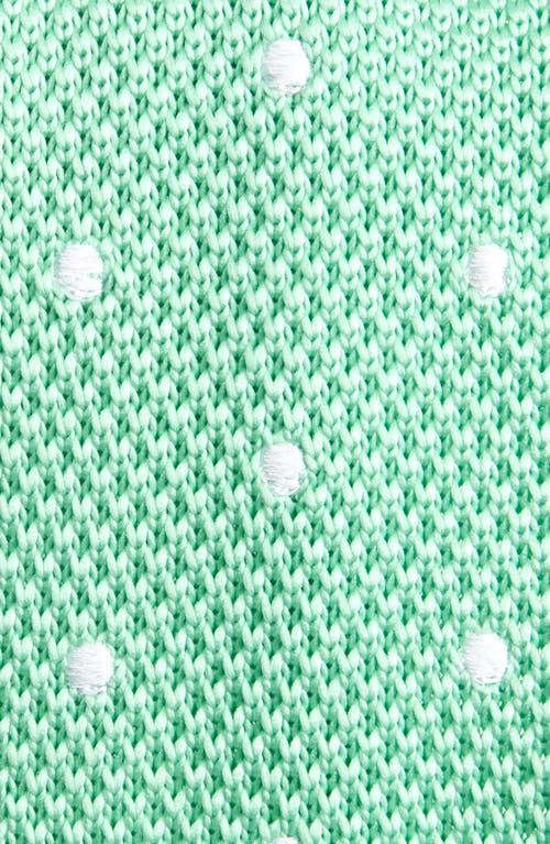 Clifton Wilson Seafoam Green Polka Dot Knit Silk Tie In Seaform Green