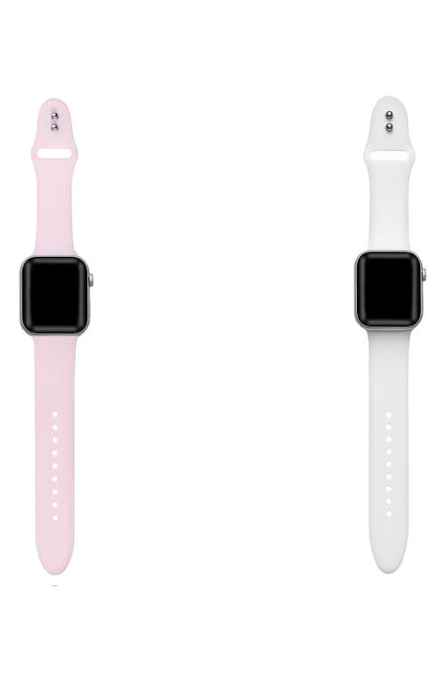 The Posh Tech Assorted 2-pack Silicone Apple Watch® Watchbands In Pink/white