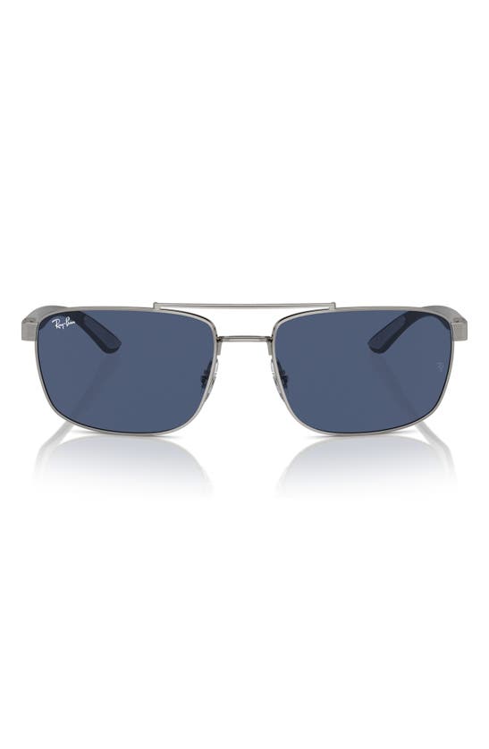 Ray Ban 60mm Rectangular Sunglasses In Gunmetal