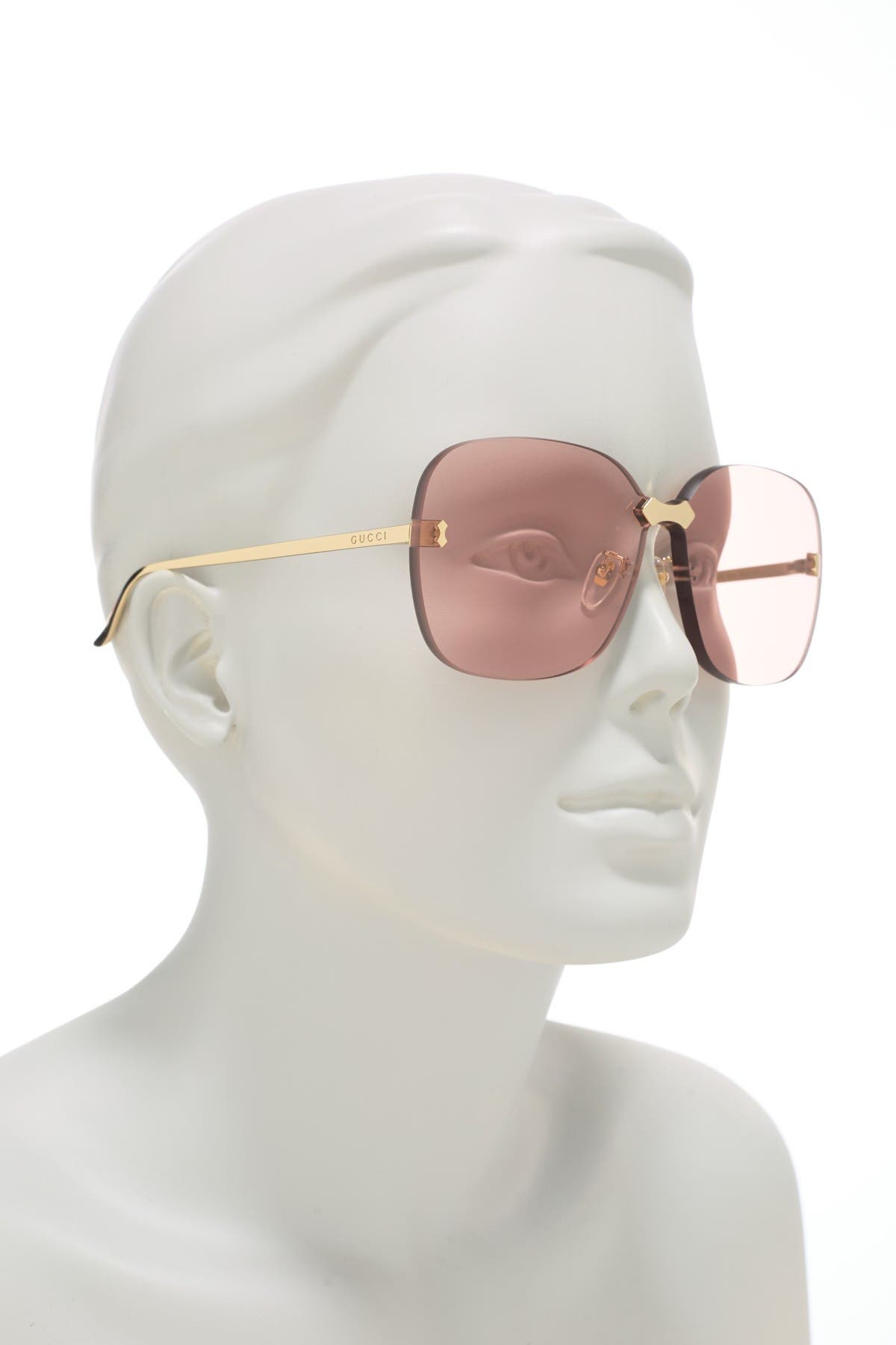 Gucci 99mm Oversized Sunglasses In Gold Gold Pink