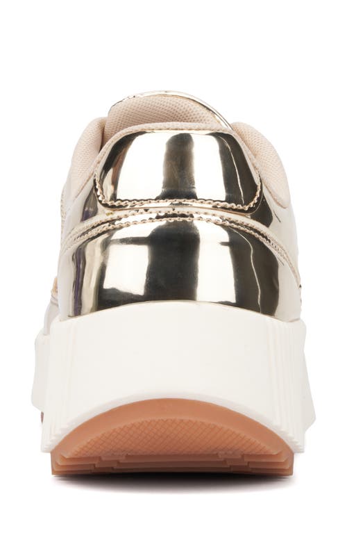 New York And Company Tana Platform Sneaker In Gold Glitter