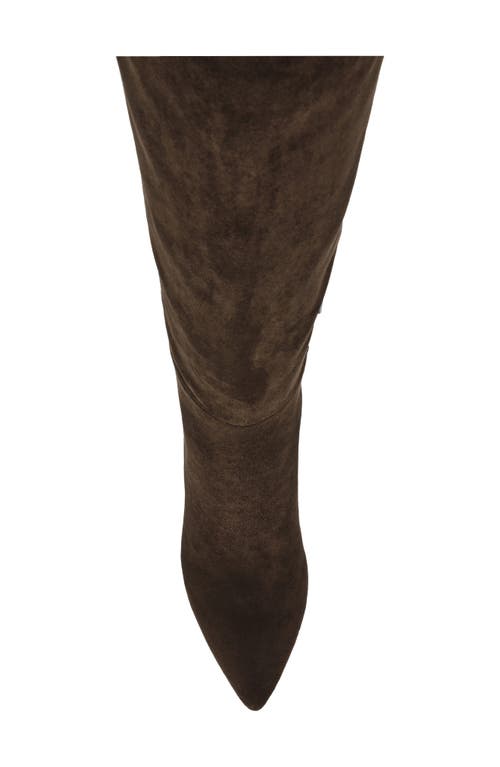 Shop Anne Klein Rene Pointed Toe Knee High Boot In Chocolate Suede