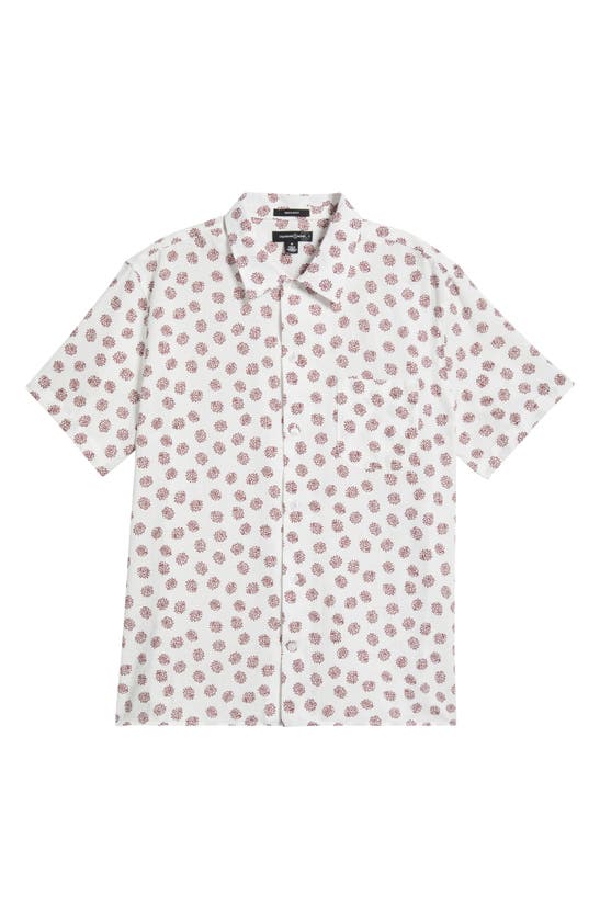 Shop Treasure & Bond Floral Graphic Short Sleeve Cotton Button-up Shirt In White Dobby Floral