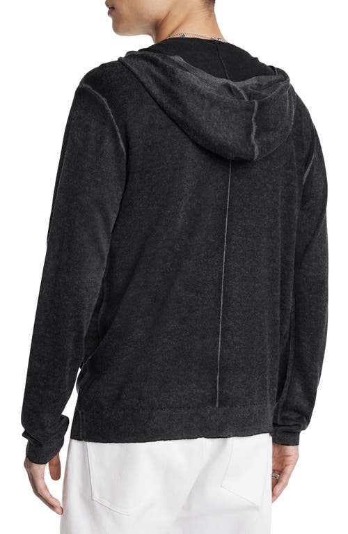 Shop John Varvatos Sutter Silk & Cashmere Zip Hoodie In Dark Grey Heather