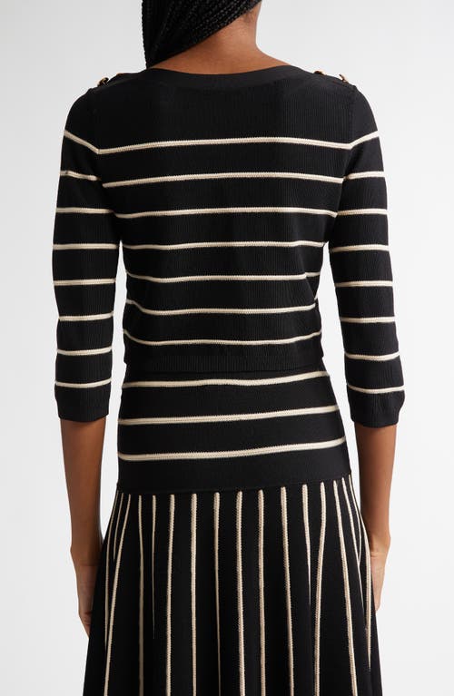 Shop Zimmermann Crush Stripe Crop Sweater In Black/cream