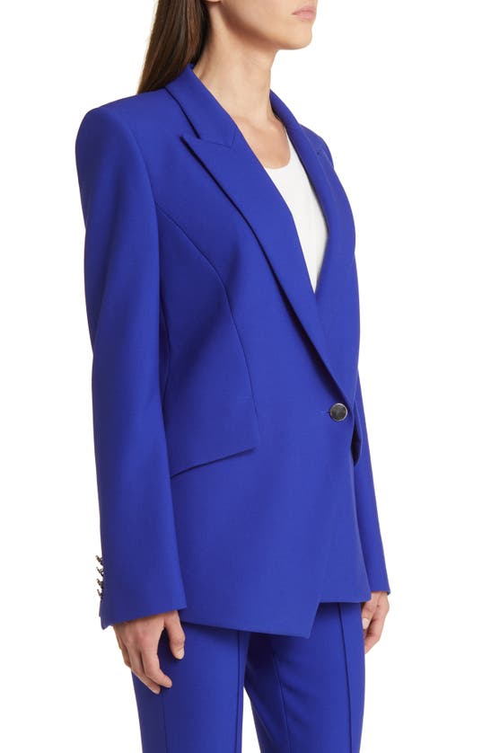 Hugo Boss Regular-fit Jacket In Stretch Fabric With Asymmetric Front In Open Blue