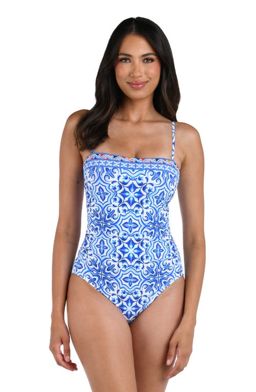 Shop La Blanca Alboran Bandeau One-piece Swimsuit In Blue