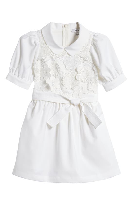 Shop Reiss Kids' Dannie Lace Appliqué Dress In Ivory