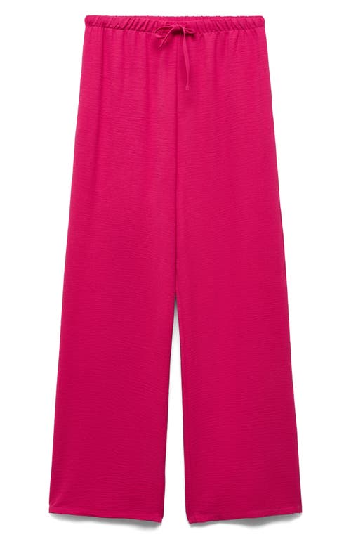 MANGO MANGO TEXTURED WIDE LEG DRAWSTRING PANTS 